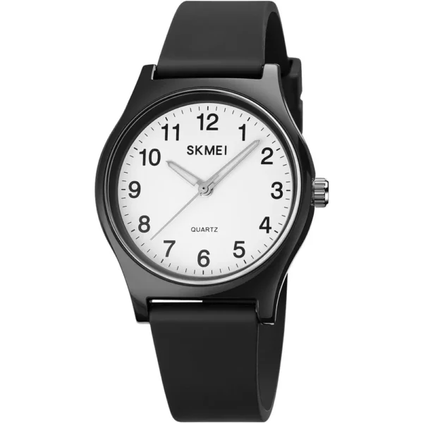 Skmei 1760-BLK-WHT Rubber Band Women Watch