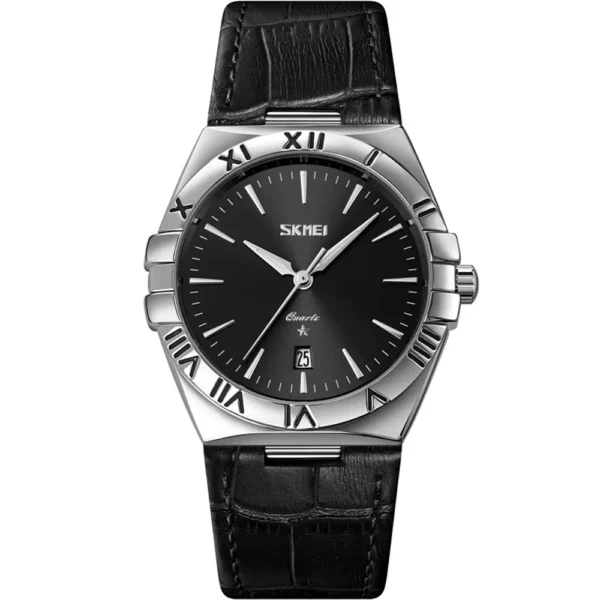 Skmei 9257-CH-BLK Leather Band Men Watch