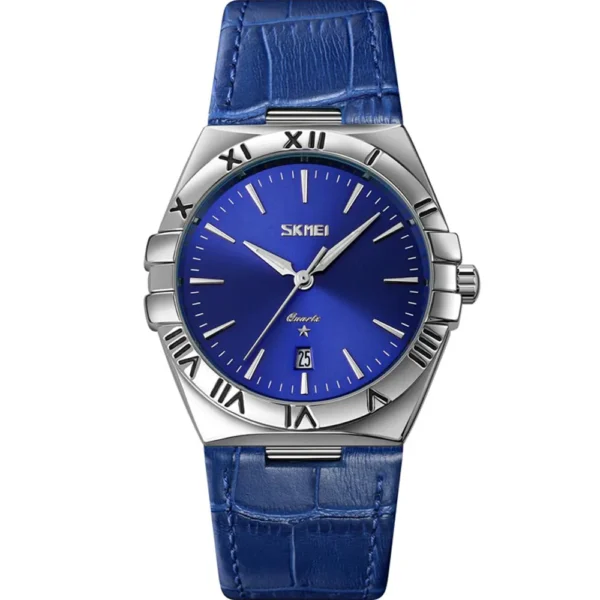 Skmei 9257-CH-BLU Leather Band Men Watch