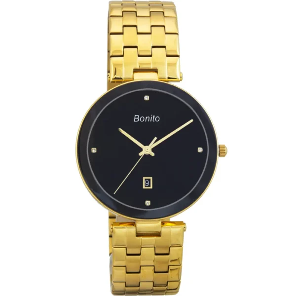 Bonito K-5568-GLD-BLK Metal Band Men Watch