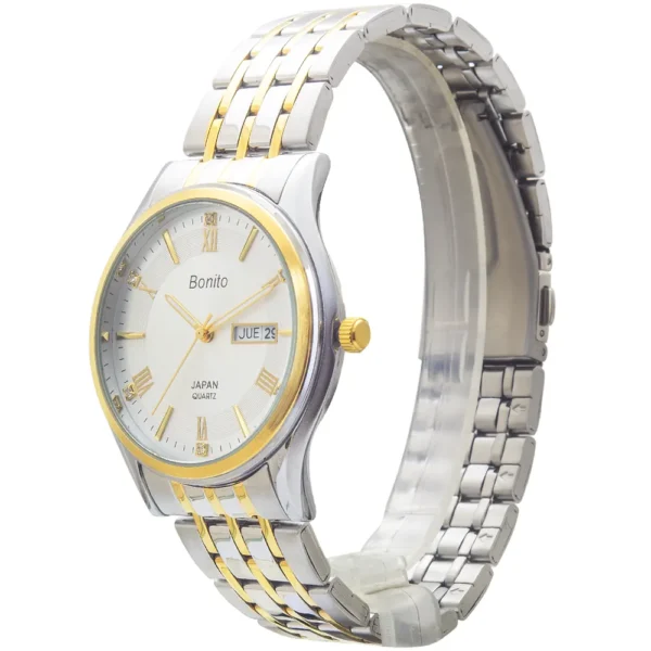 Bonito K-6119-TT-WHT Metal Band Men Watch - Image 2