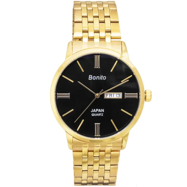 Bonito K-6126-GLD-BLK Metal Band Men Watch