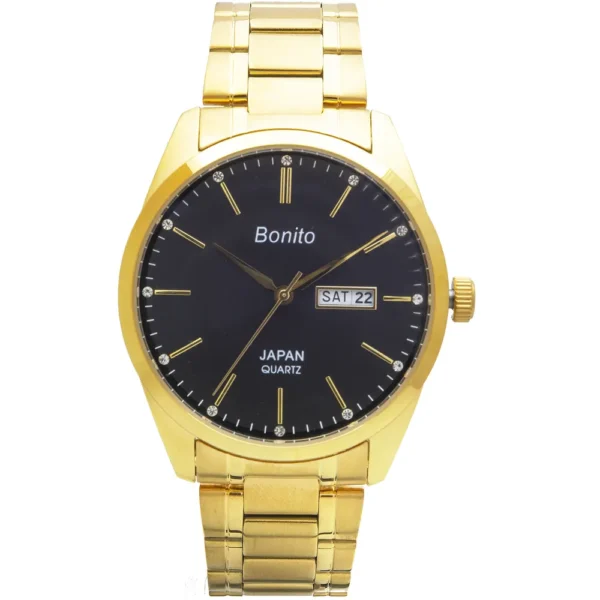 Bonito K-6127-GLD-BLK Metal Band Men Watch