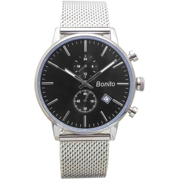 Bonito K-7017-ST-BLK Mesh Band Men Watch