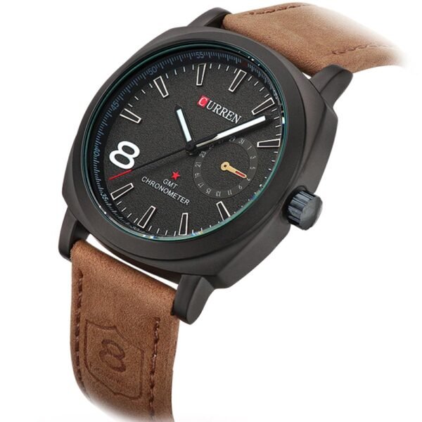 Curren 8139-BLK-BRN Leather Band Men Watch - Image 2