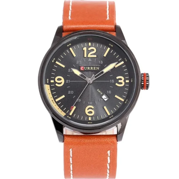 Curren 8215-BKBRN-BLK Leather Band Men Watch