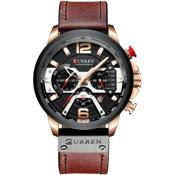 Curren 8329-RSBRN-BLK Leather Band Men Watch