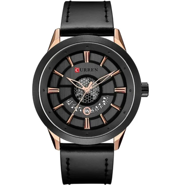 Curren 8330-RS-BLK Leather Band Men Watch