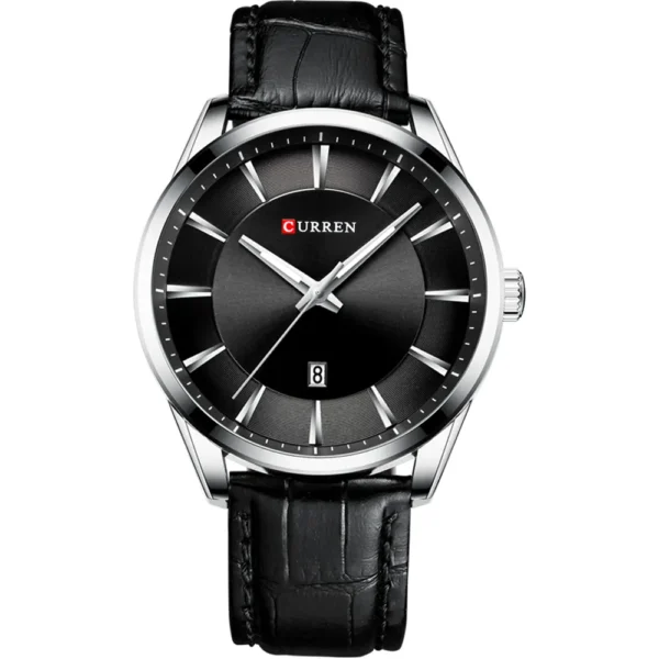 Curren 8365-CH-BLK Leather Band Men Watch