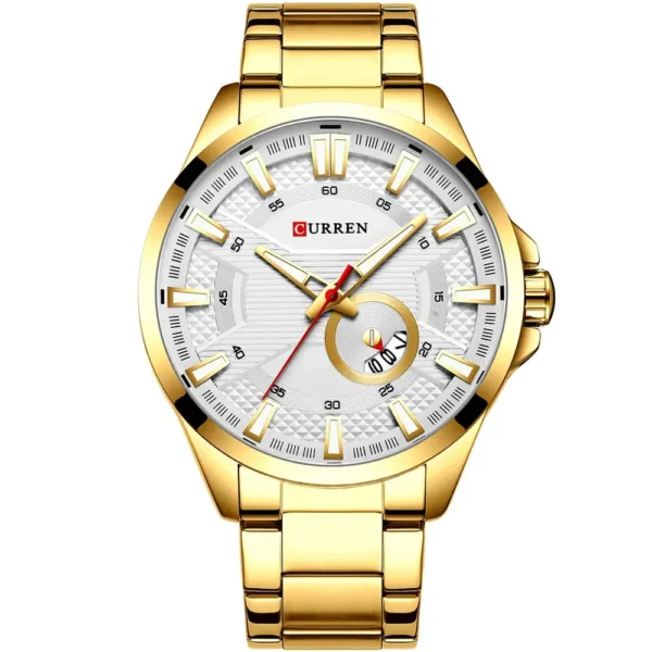 Curren 8372-GLD-WHT Metal Band Men Watch