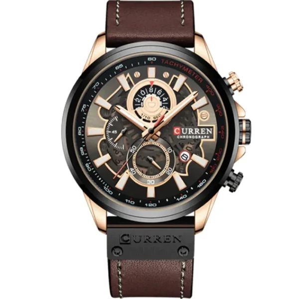 Curren 8380-RSBRN-BLK Leather Band Men Watch