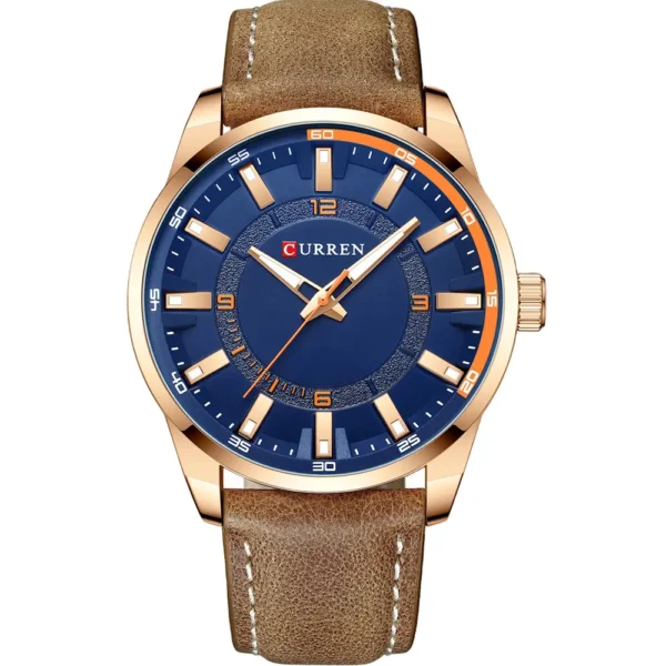 Curren 8390-RSBRN-BLU Leather Band Men Watch