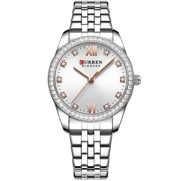 Curren 9086-CH-WHT Metal Band Women Watch