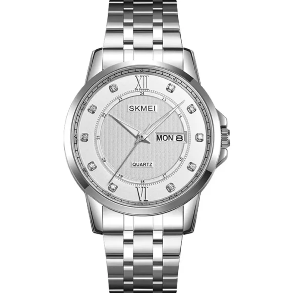 Skmei 2084-G-CH-WHT Metal Band Men Watch