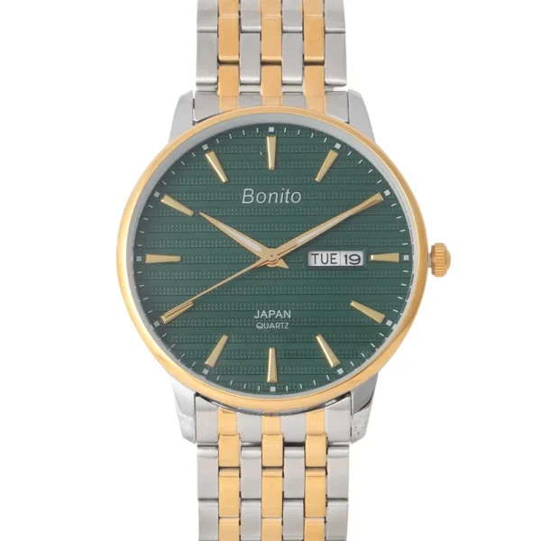 Bonito K-6134-TTGLD-GRN Metal Band Men Watch